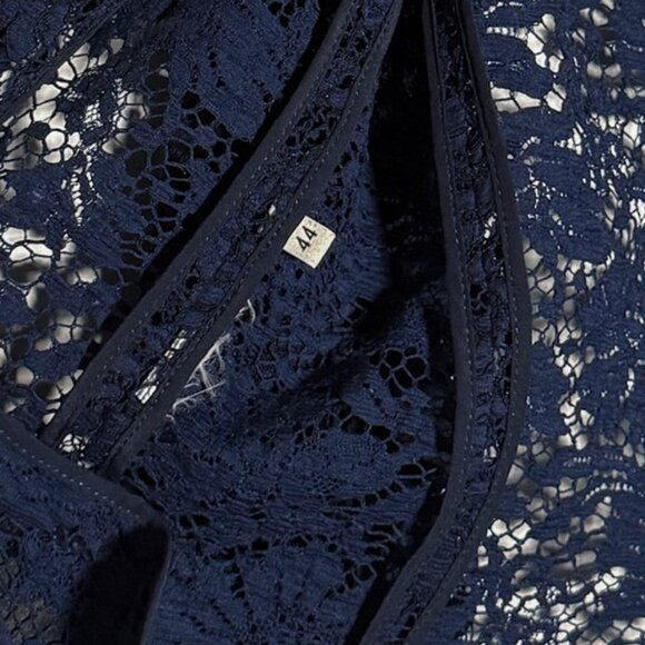 Gucci Navy Blue Lace Satin Tuxedo Lapel Blazer - Picture 7 of 7